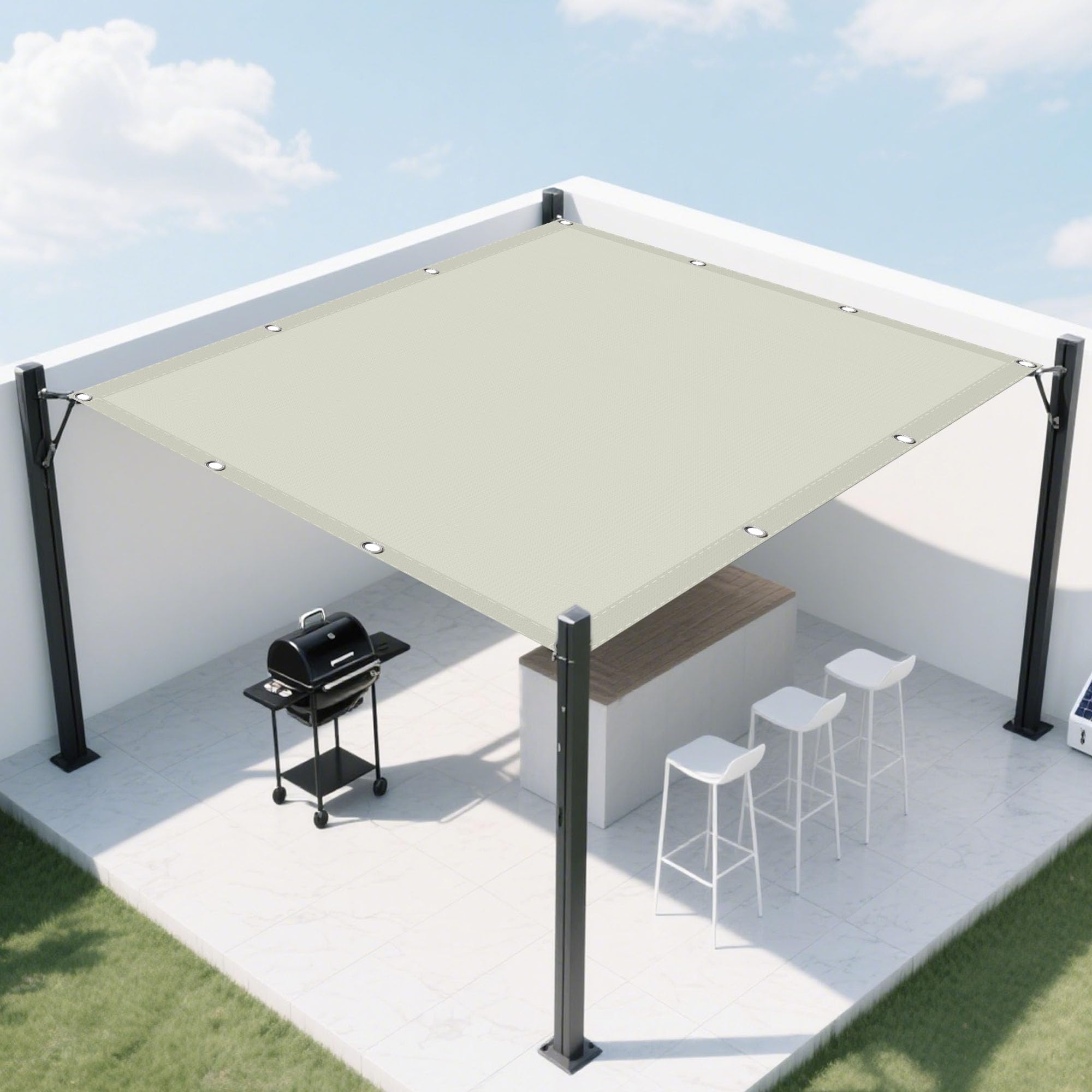 Voile d'ombrage rectangle beige 1.2x2.8m anti-UV pour terrasse