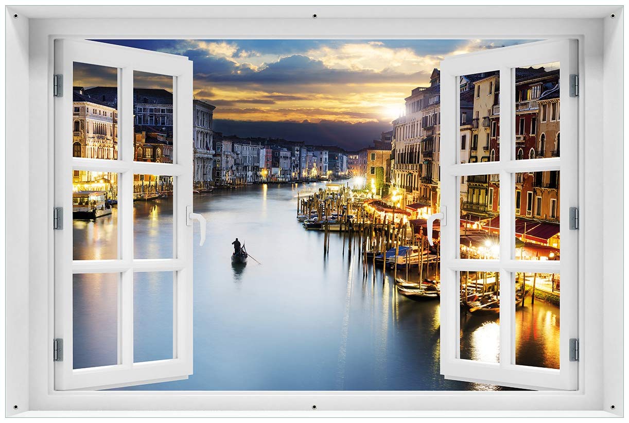 Wallario Rundes Garten-Poster – Motiv Canal Grande Venedig, 30 Cm Ø, Witterungsbeständig