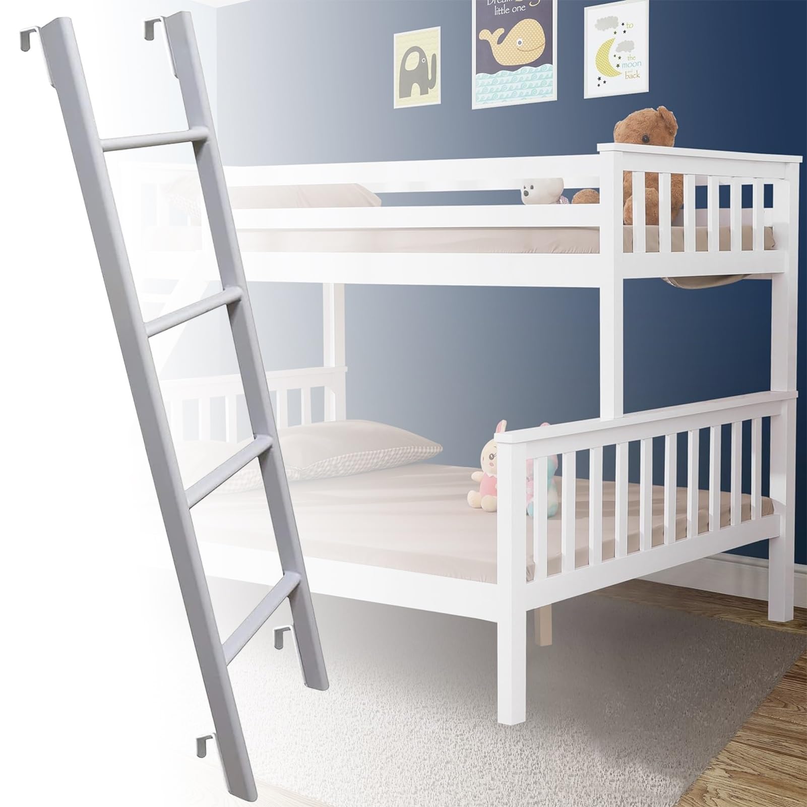 Escalera para litera interior con acceso lateral seguro para camas dobles