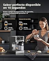 Vista 3 de AIRMSEN Máquina de café expreso de 20 bares con espumador automático de leche, cafetera de capuchino y latte con caldera doble de preparación rápida