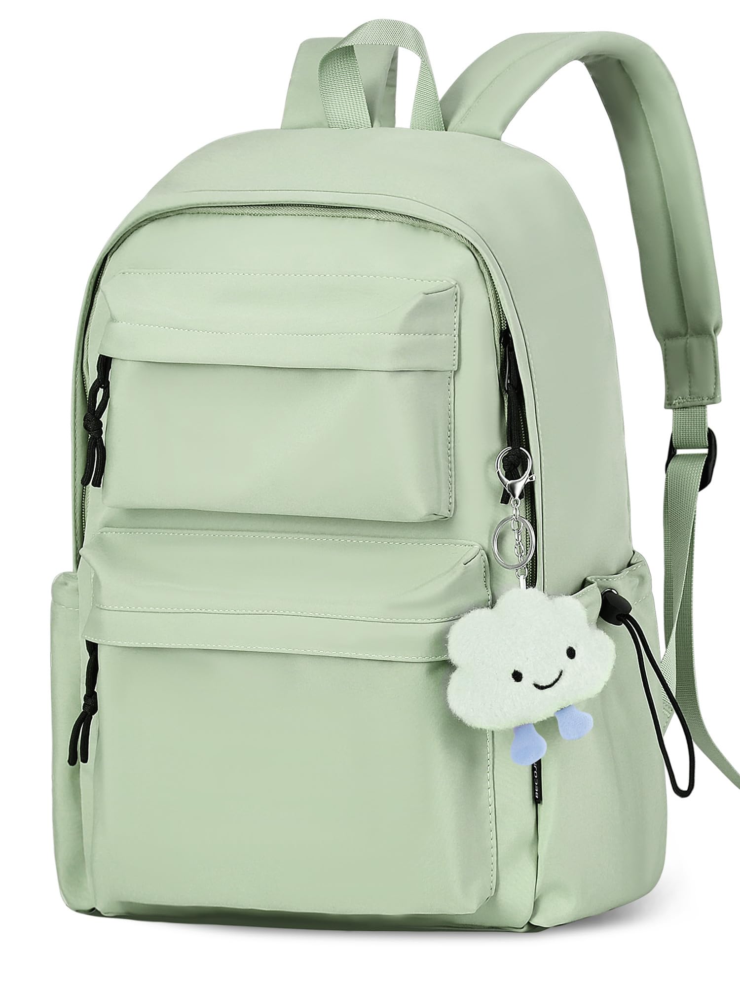 BECOJADDE Rucksack Für Damen Und Mädchen, Passend Für 15,6-Zoll-Laptops, Leicht, Wasserabweisend, Großes Fassungsvermögen, Mit Diebstahlschutzfach, Ideal Für Schule, Uni, Reisen Und Arbeit Grün
