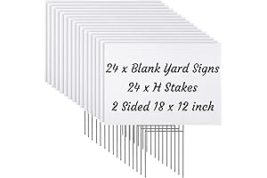 24 Sets Blank Yard Signs With Stakes 12 x 18 Inch