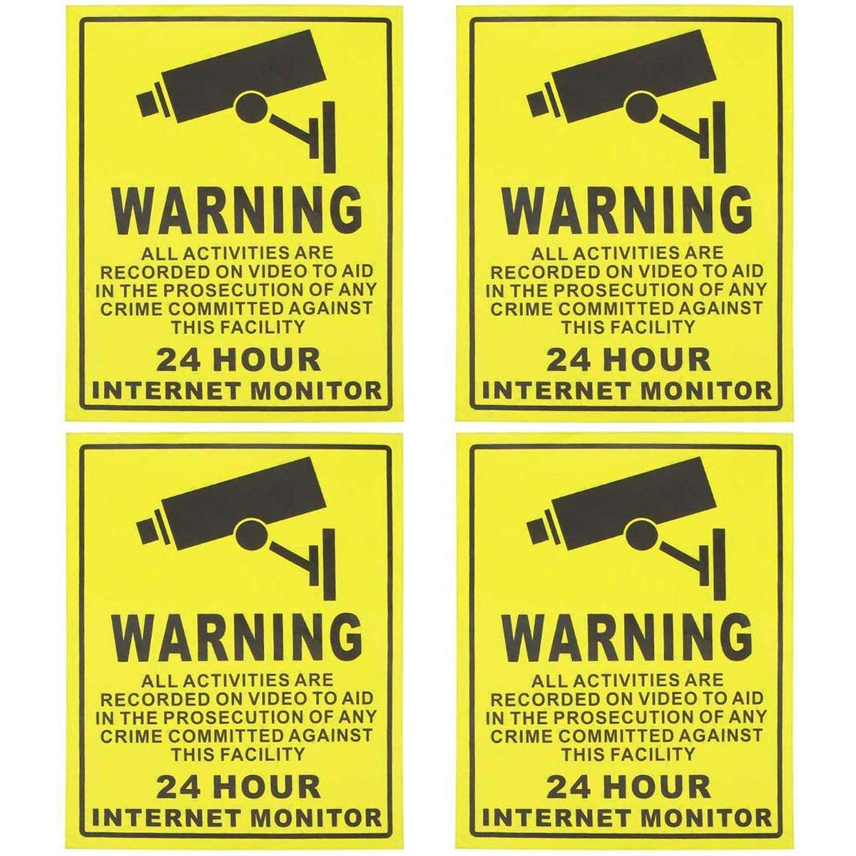 Buy 4 Pcs Video Surveillance Sticker Sign Decal for Home Business
