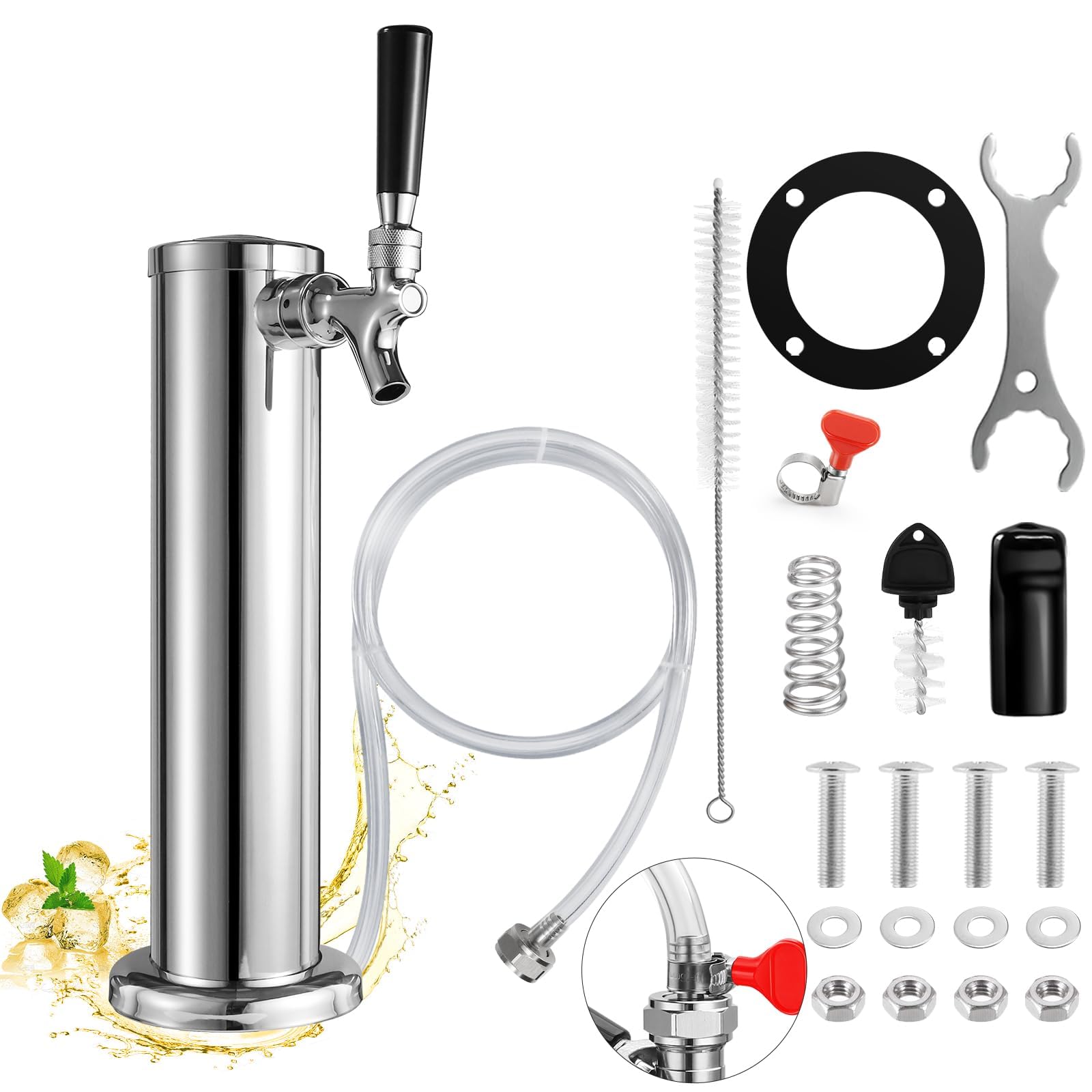 Draft Beer Tower Beer Line Single Tap Kegerator Kit