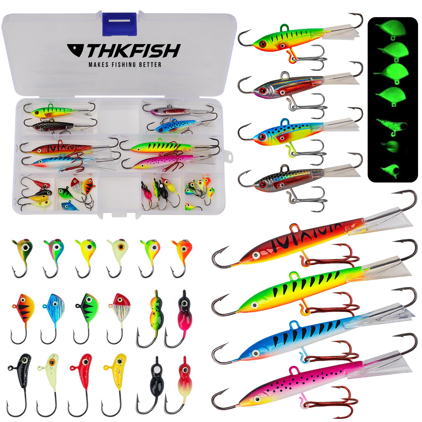 THKFISH Ice Fishing Lures Ice Fishing Jigs Ice Fishing Gear Hard Fishing Lures
