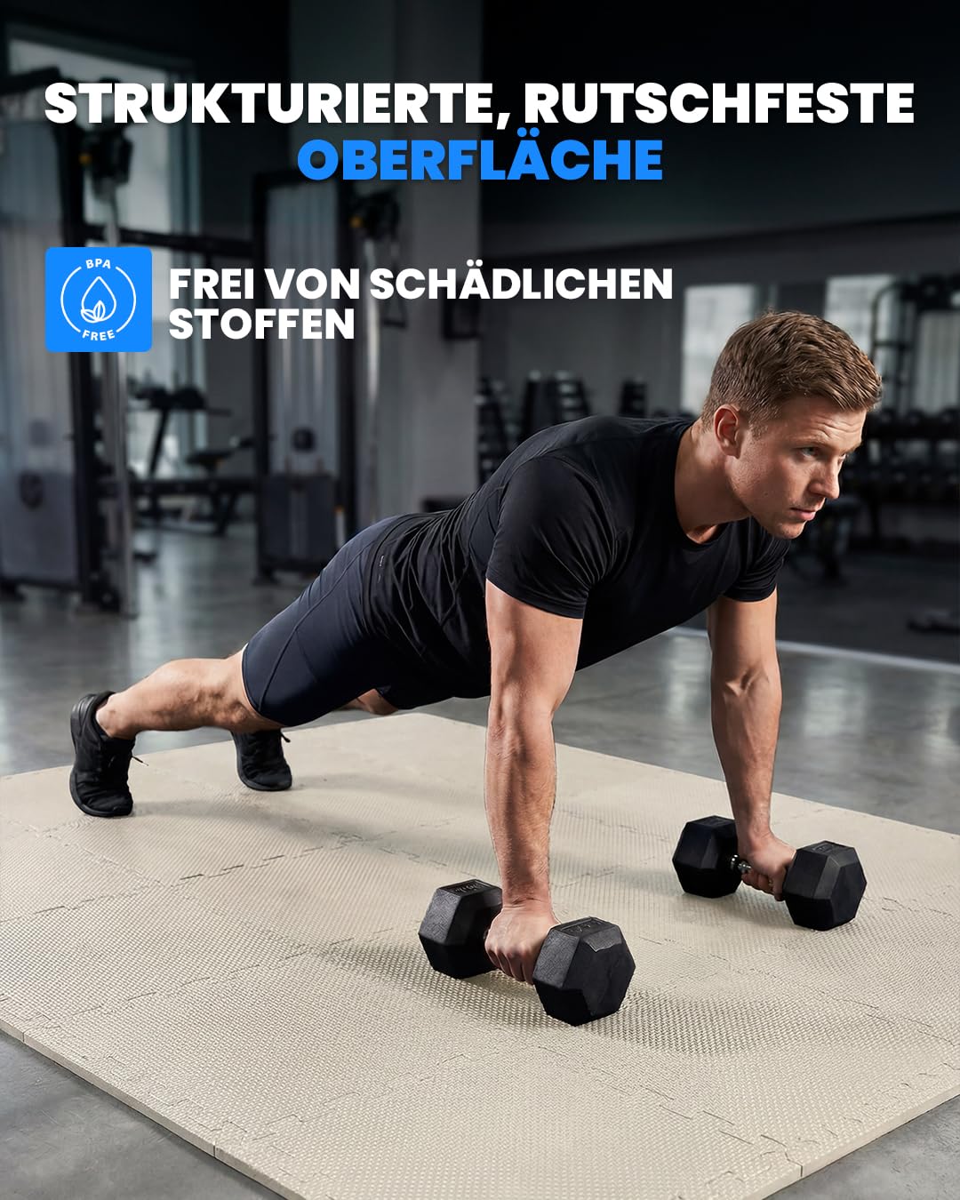 unycos - Bodenschutzmatte Set【12/20/28 Teile】Puzzlematte 30x30 cm, Rutschfeste Schutzmatten per Fitnessraum und Sportgeräte, Gymnastikmatte, Trainingsmatte, Yogamatte, Wasserdicht, Ungiftig