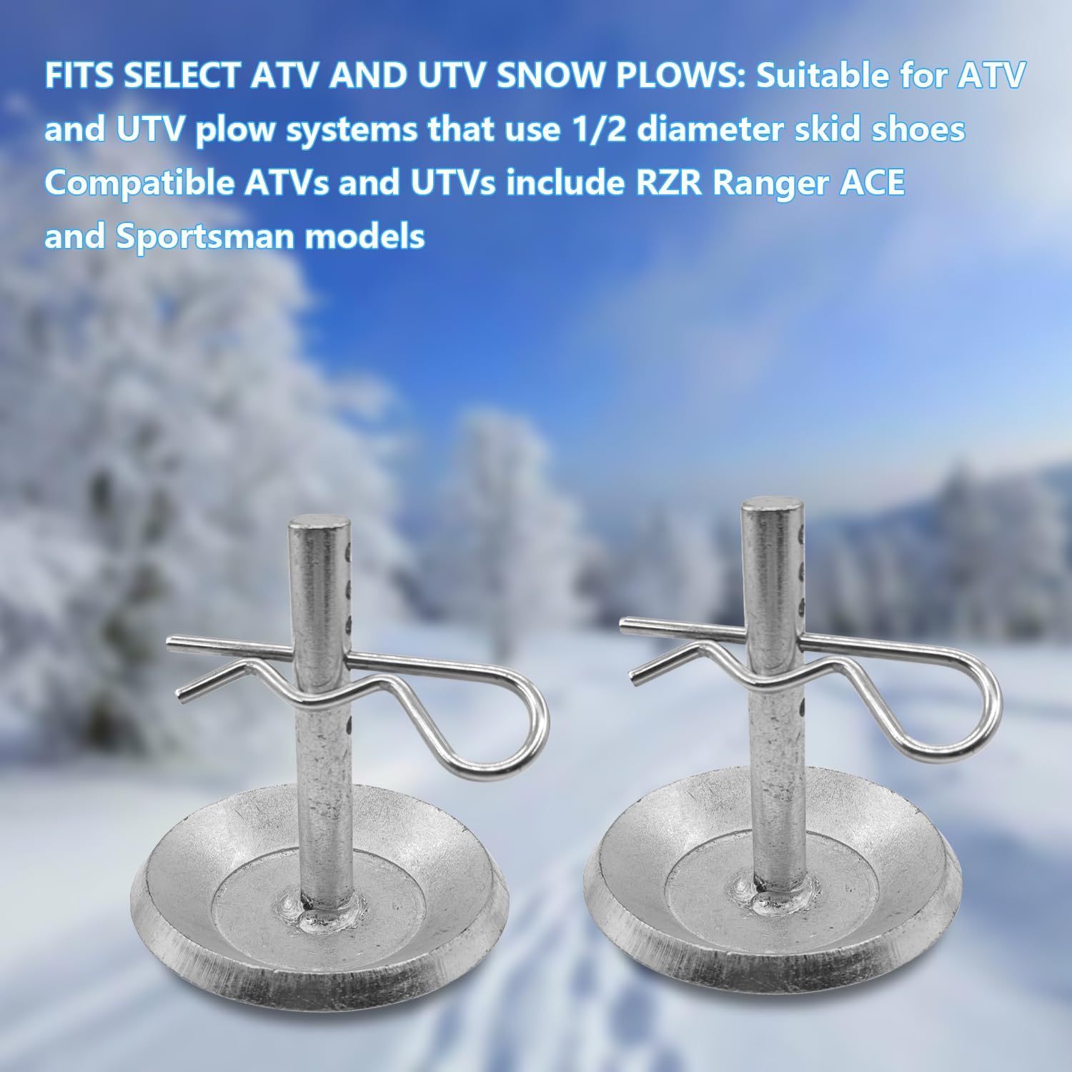 2 Pack Replacement Snow Plow Skid Shoes 2208864 2205071 Replaces Part ATV UTV Polaris,Hardened Steel Snow Plow Non-Slip Base,with Quick-Release Cotter Pins