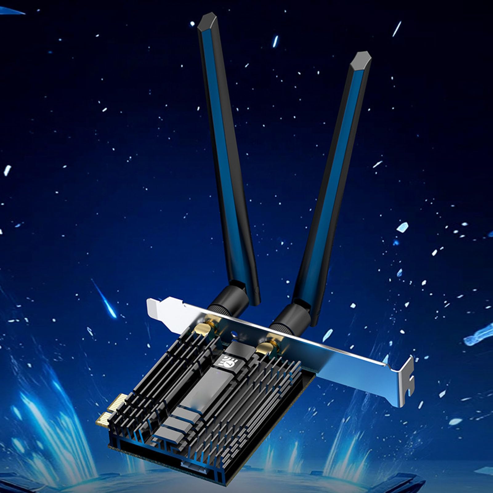 Scheda Wireless WiFi 7 NGFF, Scheda di Rete Wireless Bluetooth 5.4 2882Mbps Tri Band 6GHz con Interfaccia PCIe, Antenne 6dBi per Giochi e Streaming