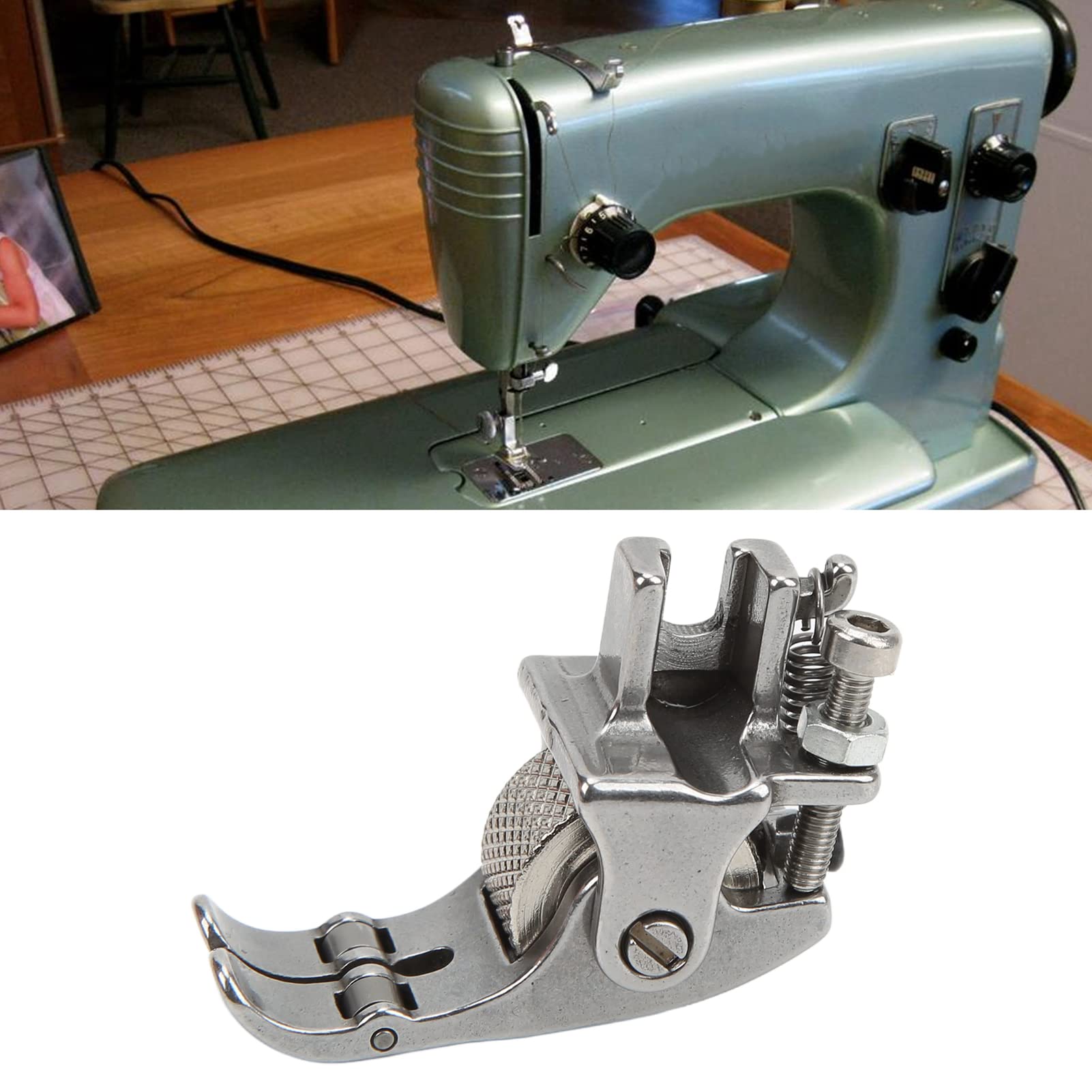 Piedino Tessuti Spessi LT Easiyl Piedino A Rullo Per Macchina Da Cucire - Set 2 Pezzi, 4x1,1 Cm, Per Tessuti E Pelle Piedino Freemotion