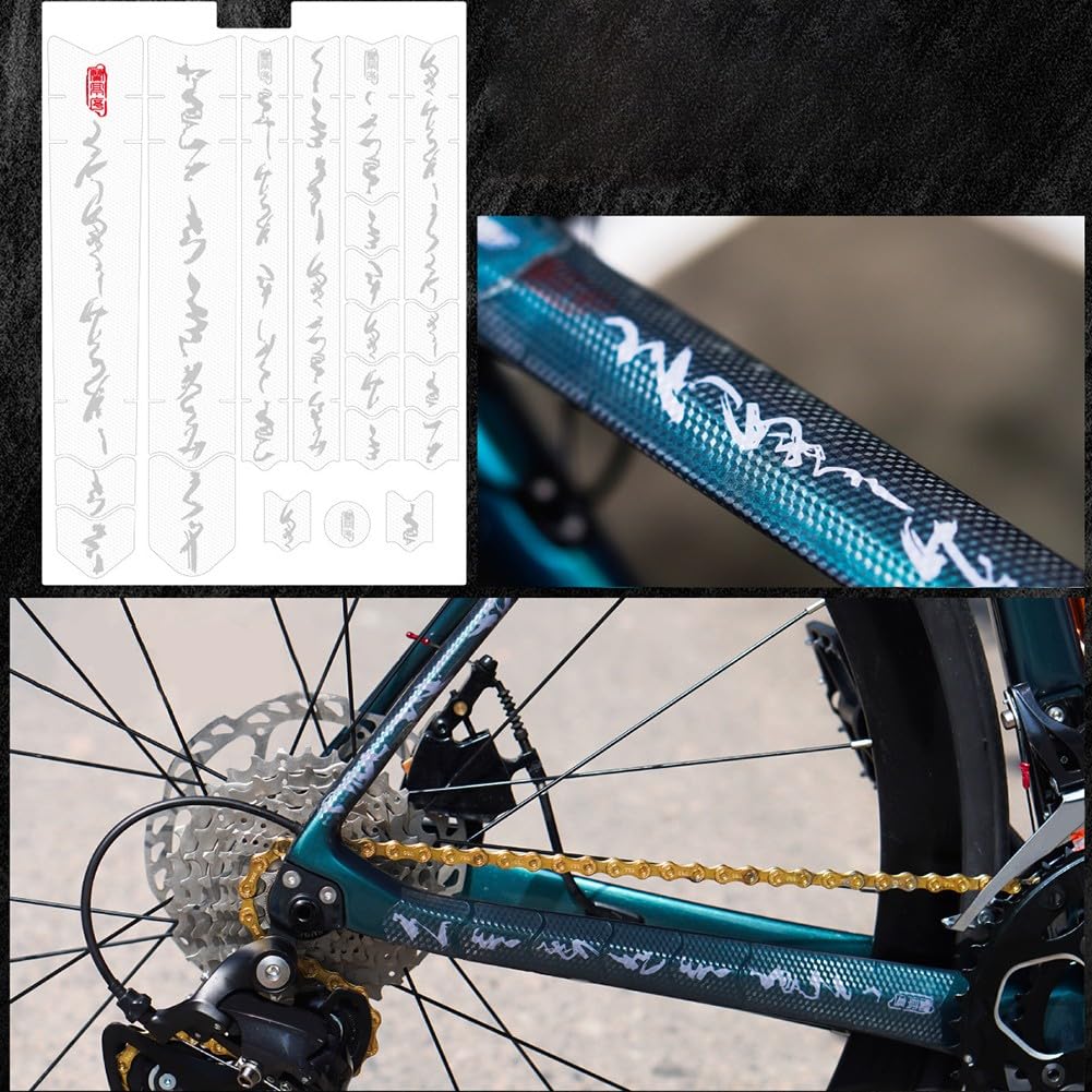 Adesivo anti-sfregamento per telaio della bicicletta, pellicola protettiva per telaio di mountain bike, set di pellicole protettive per bicicletta per mountain bike e bici da strada (03)