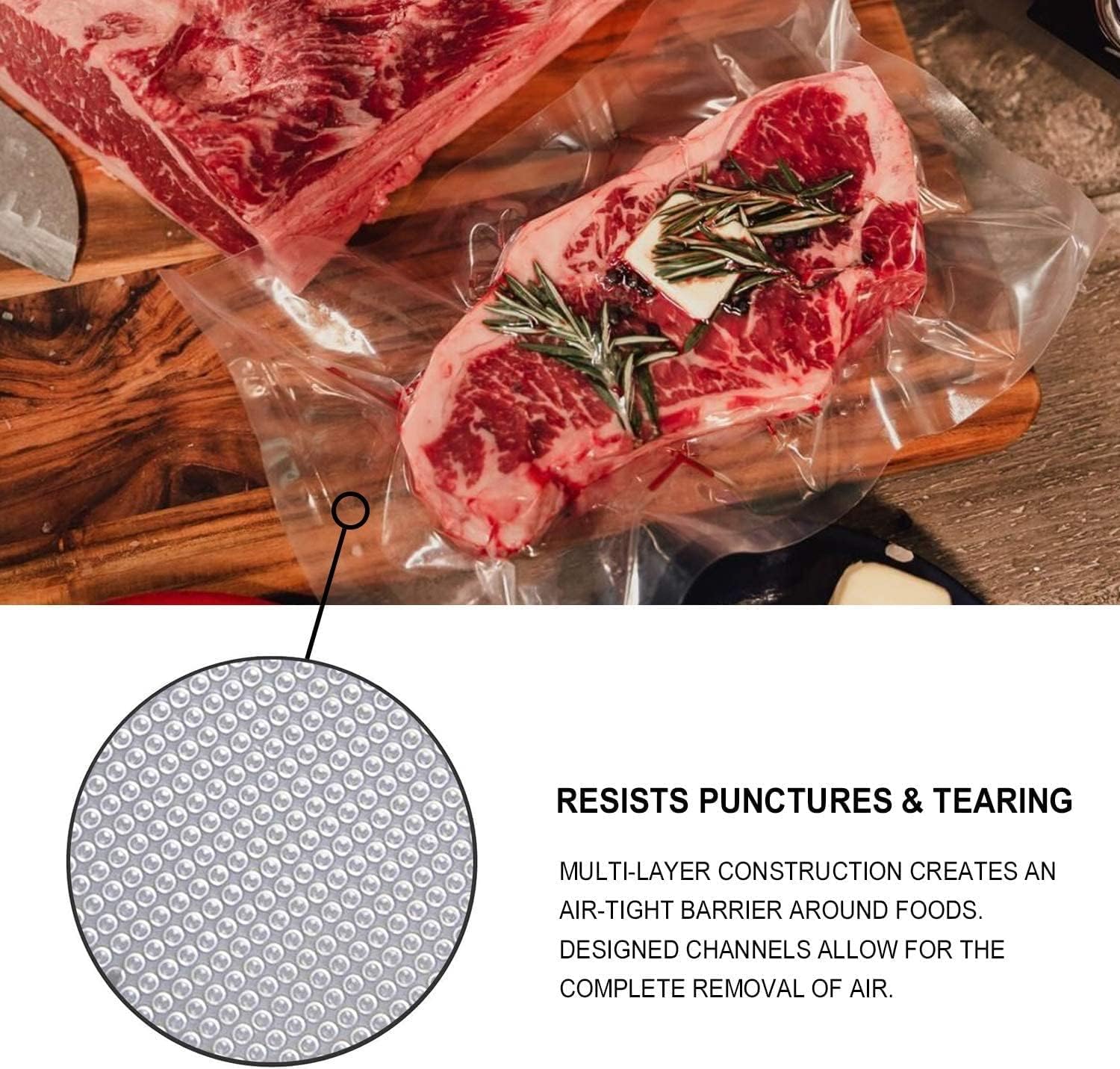 Food Saver Vacuum Sealer Bags, 4 Pack 11" x 25'ft Rolls, Commercial Grade, Meal Prep, Microwave & Freezer Safe, Sous Vide