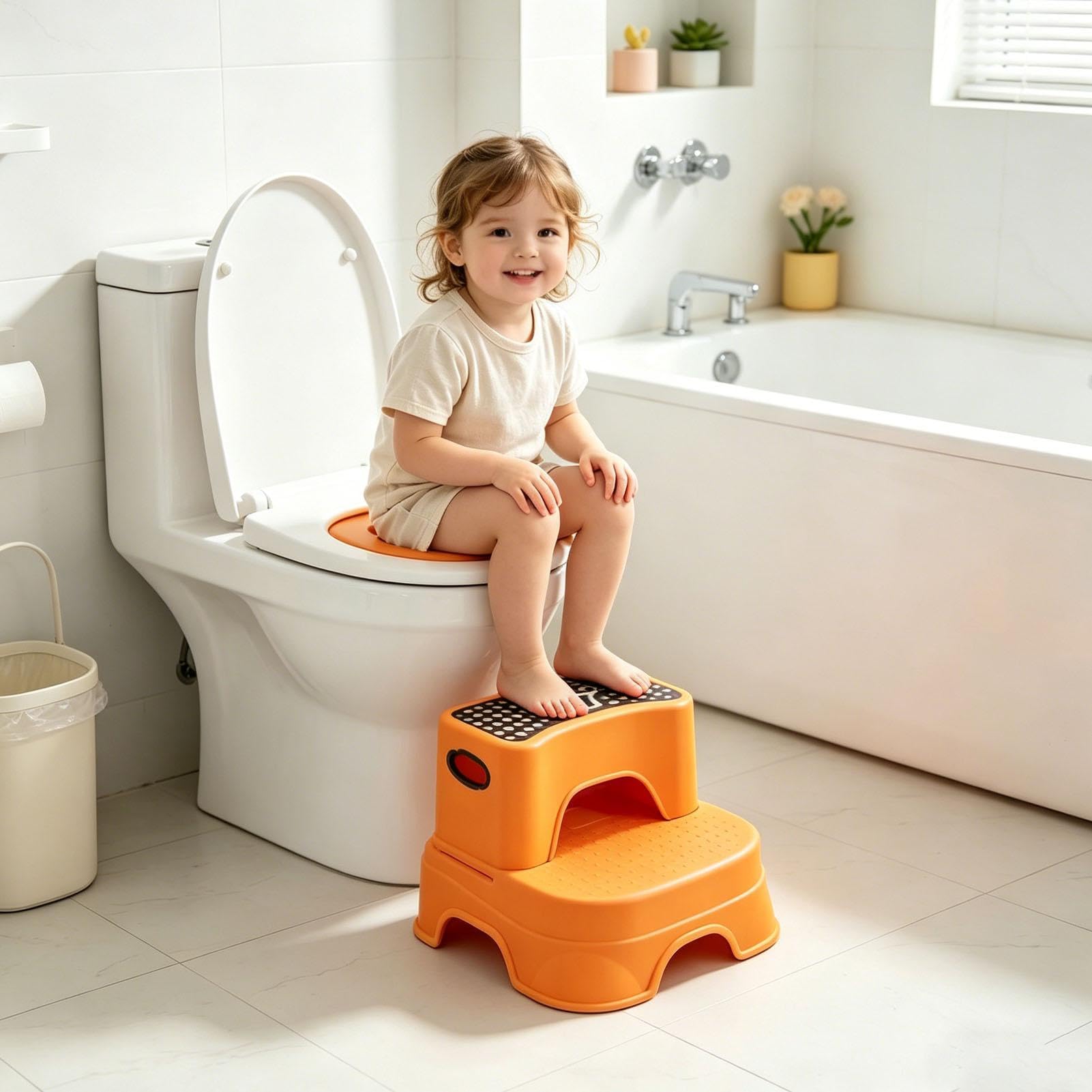 Taburete Escalón Infantil para Baño Silla portátil estable escalonada | Escalón de Baño para Niños para Inodoro Lavabo Hogar Cocina Cuarto de Baño de Interior Familiar para Niños y