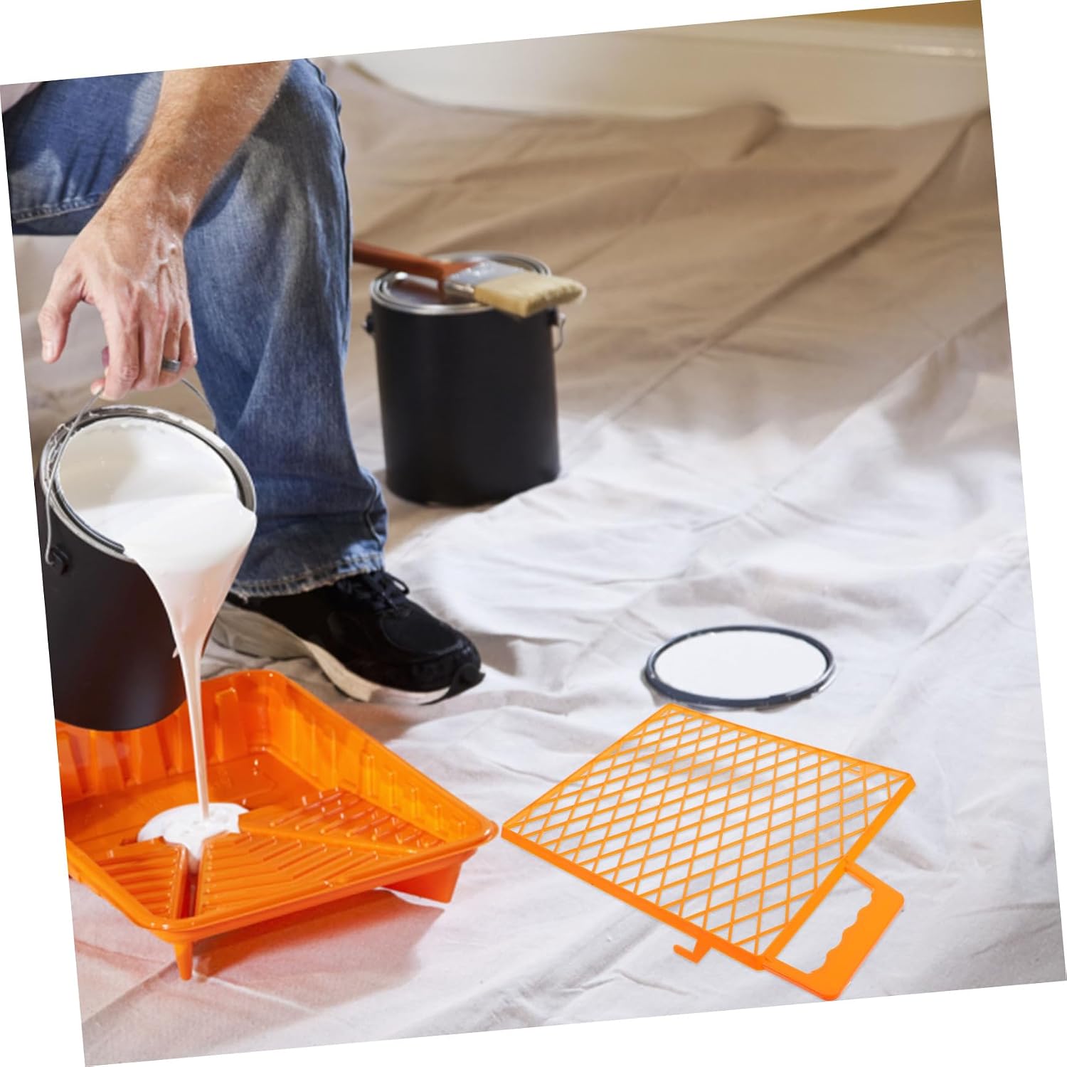 CHILDWEET Plastic Paint Tray Liner Grid for Wall Painting Supplies Multi-Functional Paint Pail Liners for DIY Projects
