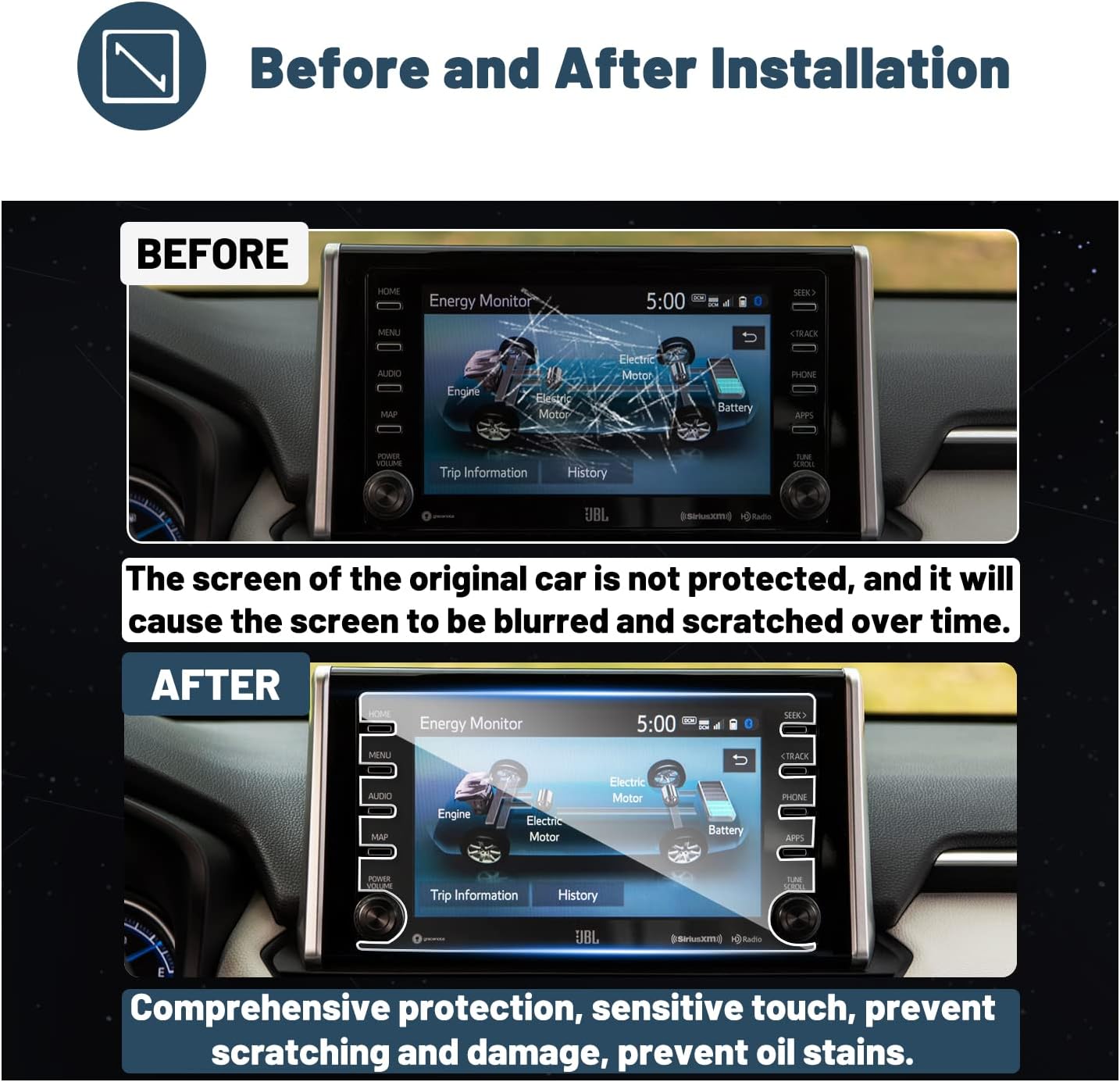 ruiya screen protector for 2021 2022 rav4 prime 9inch gps available infotainment touchscreen rav4 prime acessories 9hd tempered glass compatible with