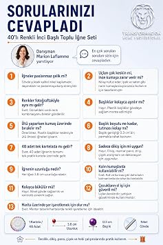 TransForMacion 40'lı Renkli İnci Başlı Toplu İğne Seti, Terzi Dikiş El İşi ve Pano Süsleme İğnesi