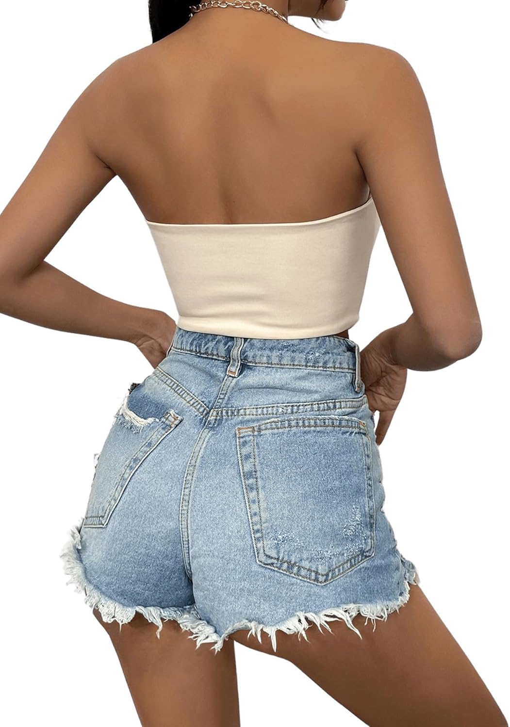 GORGLITTER Kadın Seksi Askısız Üstler Batı Tarzı Kovboy Kız Nashville Kıyafetleri Y2K Askısız Bandeau Korse Crop Top Trendi