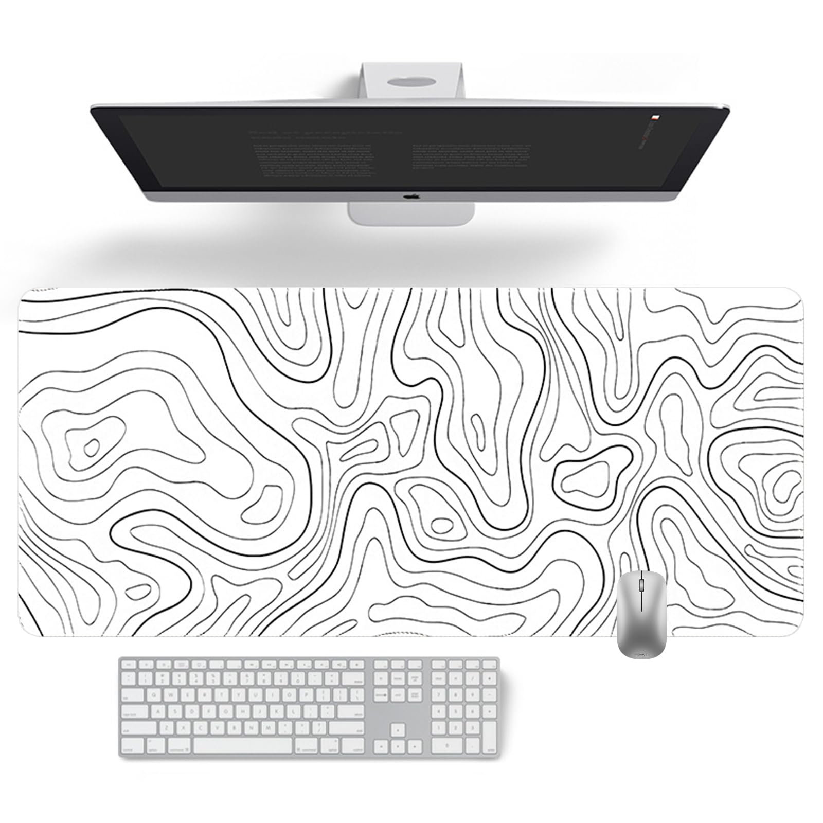Jadin Alfombrilla Ratón XXL Gaming, Mouse Pad (900x400mm), Vade Escritorio Antideslizante, Tapete Grande para Jugadores de PC, Oficina - Blanco