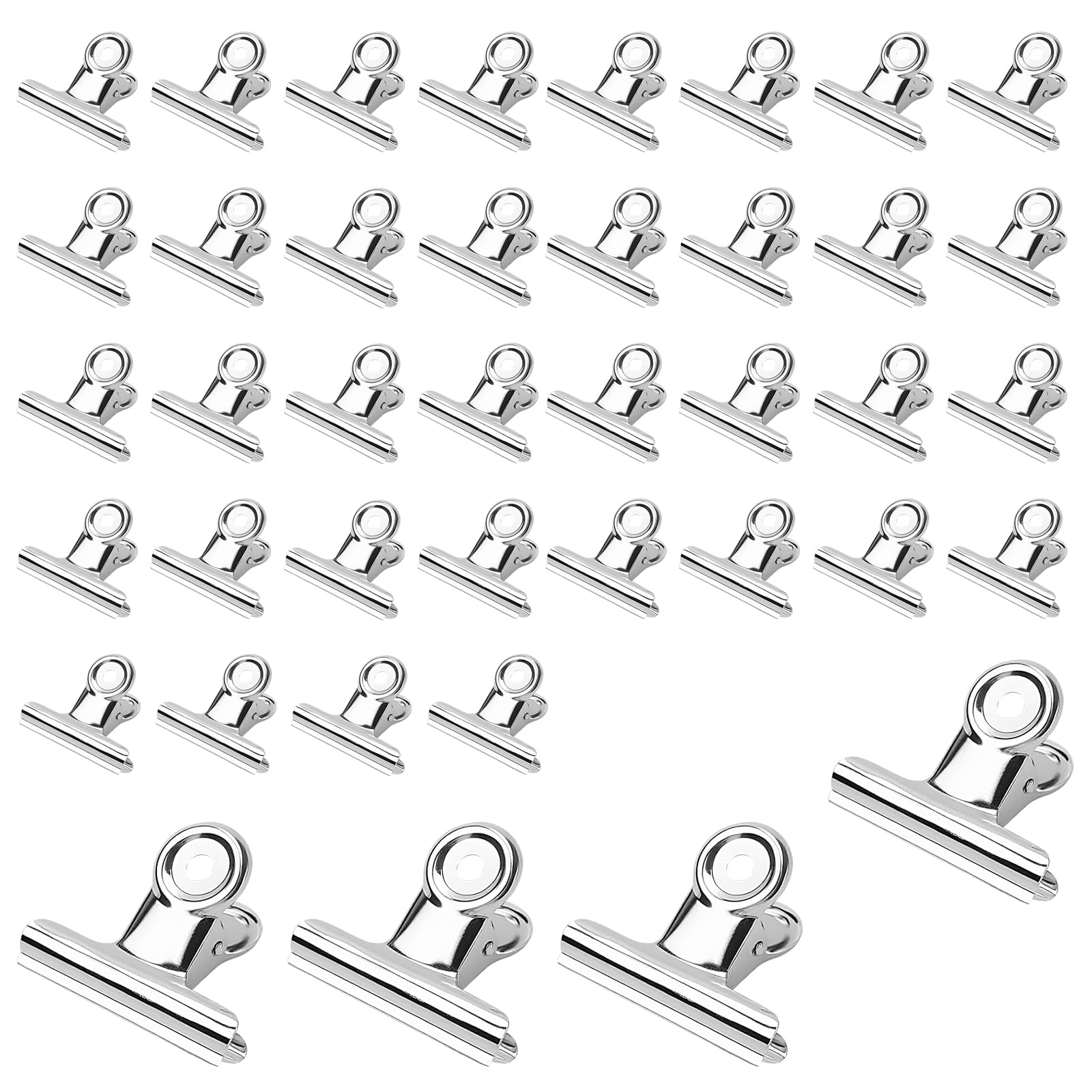 JIAYUET 40Pcs Stainless Steel Large Bulldog Clips,50mm Silver Metal Paper Binder Clips for Hanging Photos