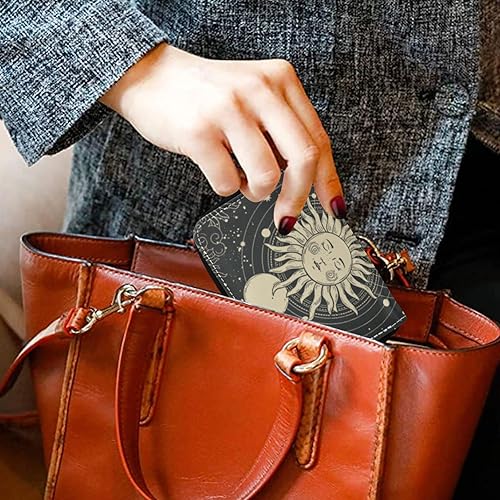 Miniatura 6 de Tarjetero RFID para tarjetas de crédito, acordeón para mujer, de cuero, con cremallera, tarjetero de acordeón para damas y niñas, Bohemio, Impresión
