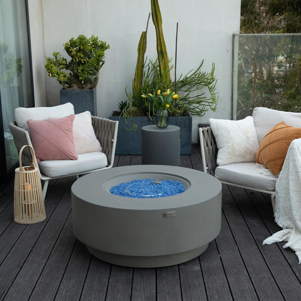 Colosseo Concrete Fire Pit 40.9" x 40.9" Outdoor Patio Firepit Includes Fire Glass Modern Fire Pits & Outdoor Fireplaces for Garden, Deck, Indoor & Outdoor Heating