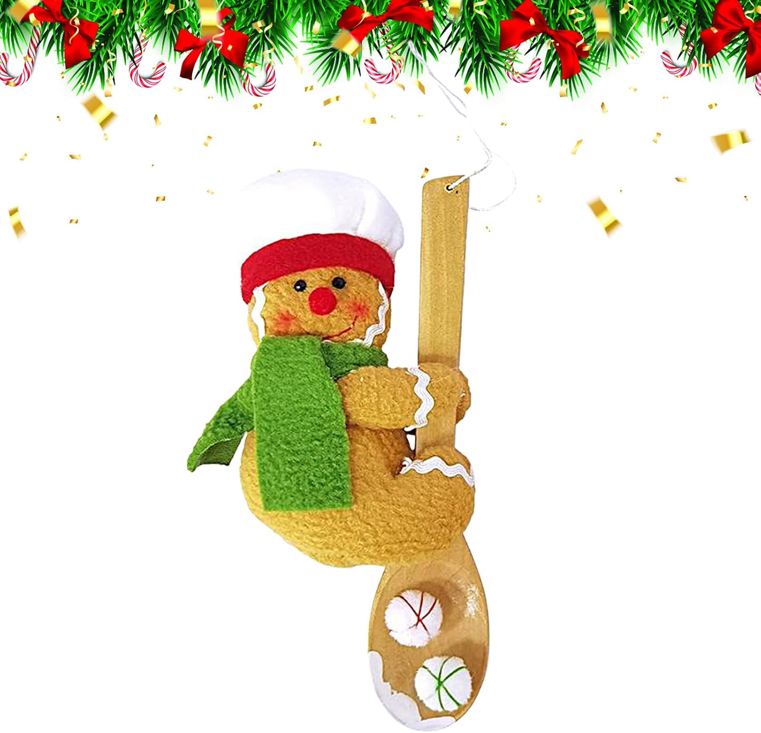 Gingerbread Man Christmas Tree Ornament, Decorative Gingerbread Figures, Hanging Decoration (Green Scarf)