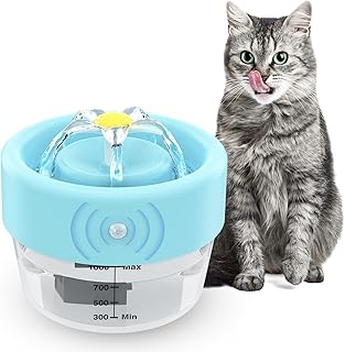 Cat Water Fountain, Automatic Wireless Battery Operated Pet Water Fountain for Cat Inside, Pet Water Fountain Bowl Quiet Fountain 1000ml Installation Automatic Water
