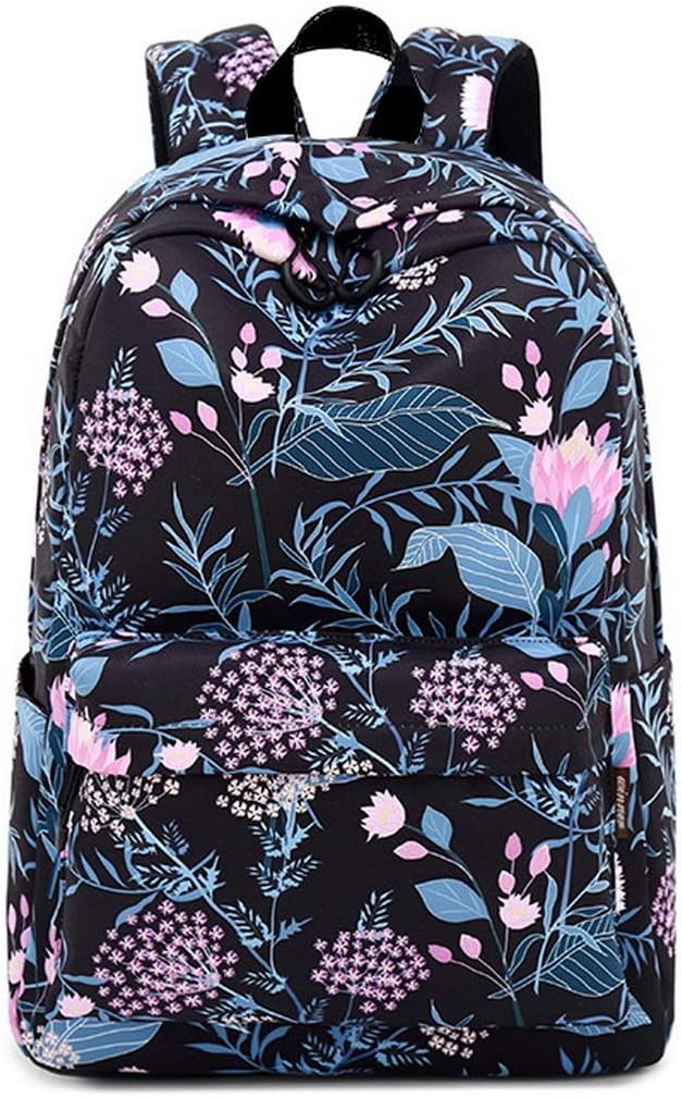 Joymoze Leisure Backpack for Girls Teenage School Backpack Women Backpack Purse Black Flower