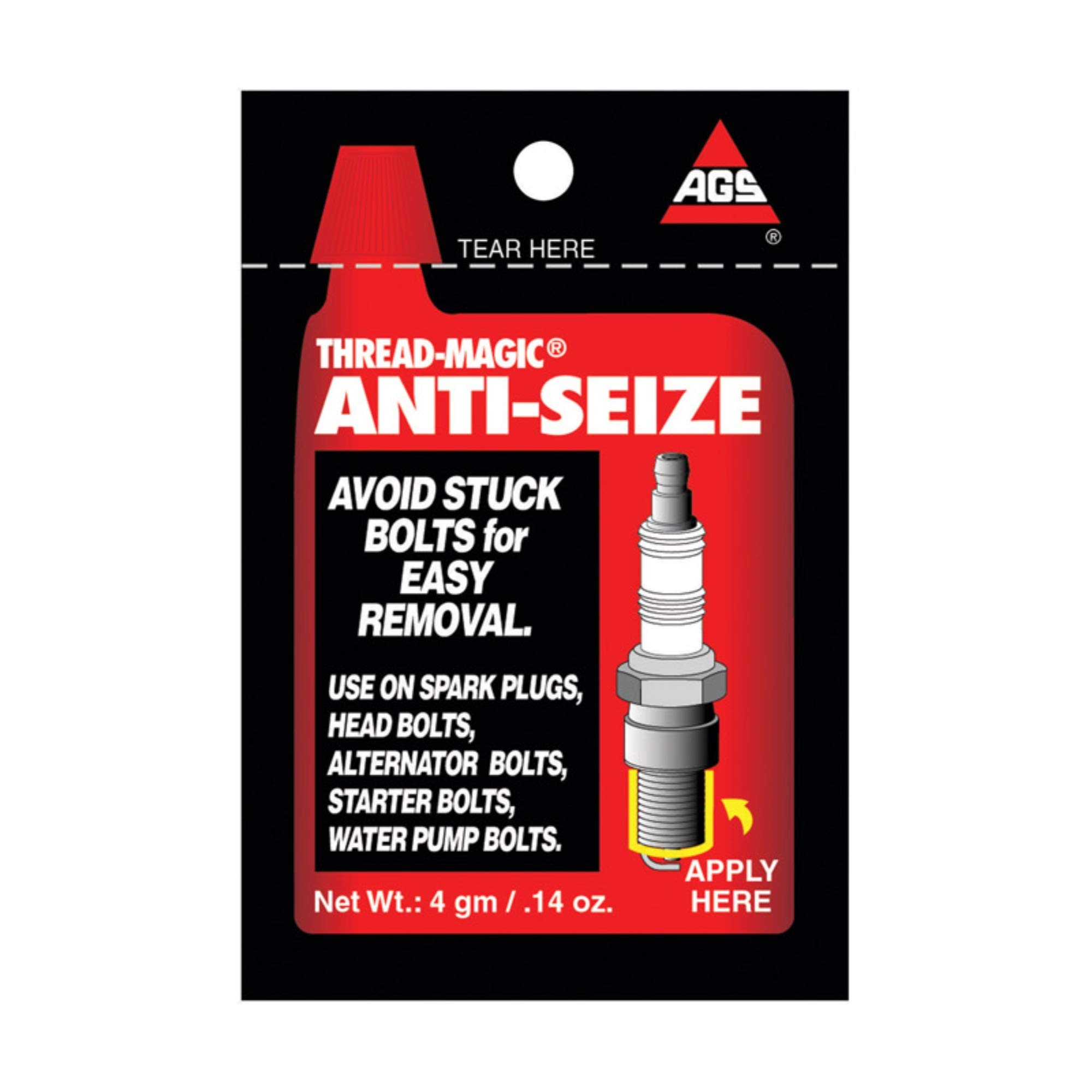 American Grease Stick AGS Thread-Magic Spark Plug Anti-Seize, Single-Use 4g Pouches, Pack of 25 (TMP-1-100)