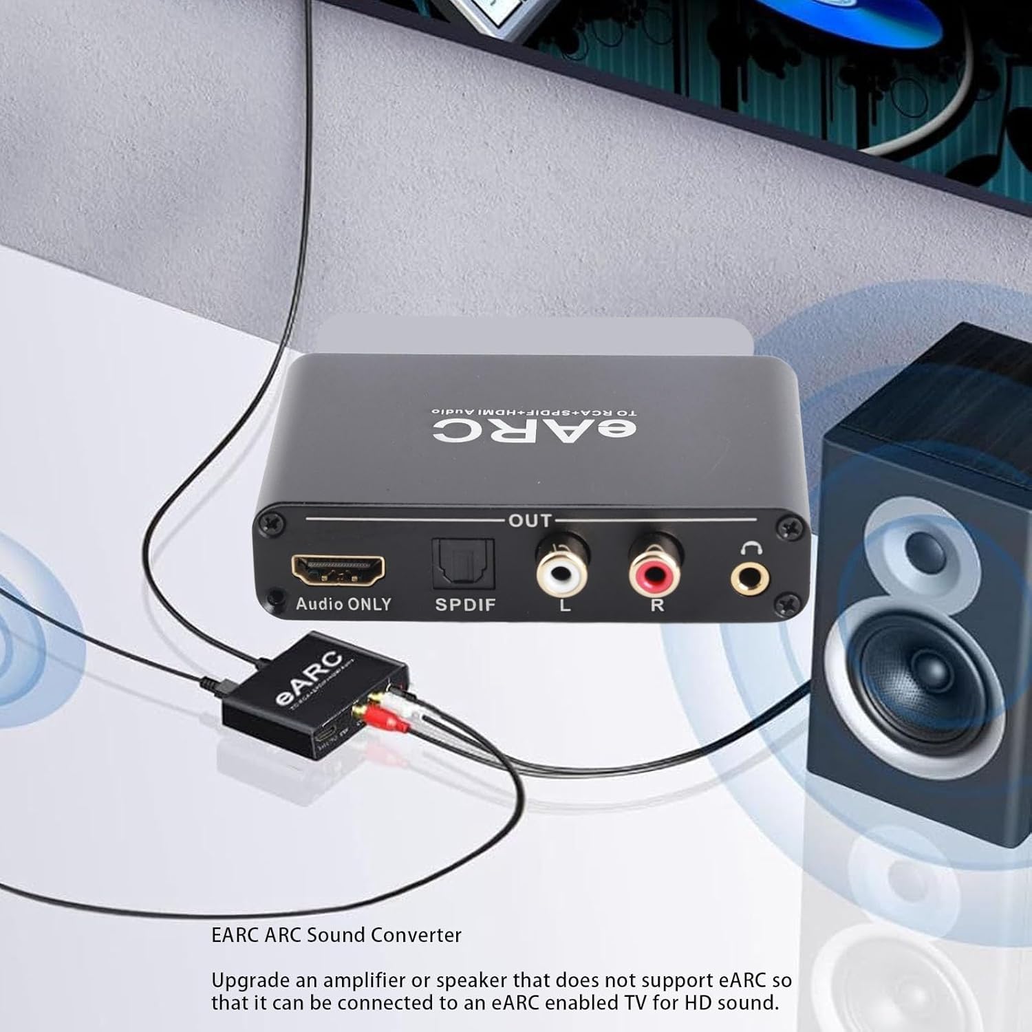 Generic EARC Audio Extractor, 192Khz eARC Audio Converter Digital to Analog Adapter, 3.5mm TV Adapter for TV to Soundbar Speaker Amplifier