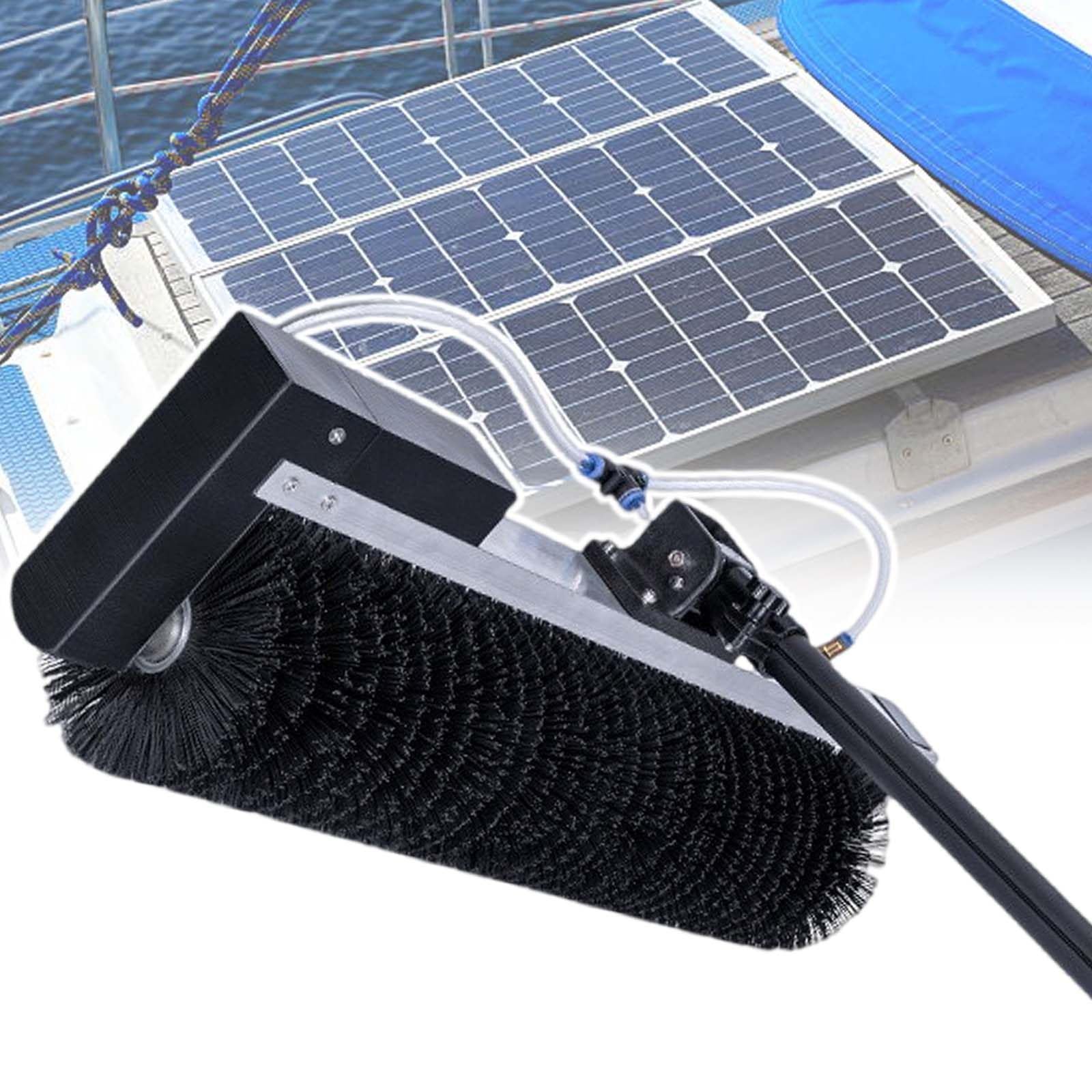 DUANHOZ Electric Solar Panel Cleaning Equipment,Automatic Water Supply Billboards Cleaning Brush,W/Telescopic Aluminum Pole & 60 Cm Roller Brush Head,Wired-7.5M/24.6Ft,Wired,7.5m