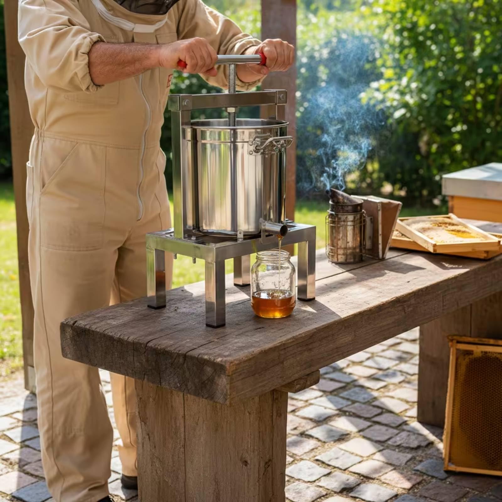 Torchio Manuale con Manovella a T Resistente Estrattore di Manuale Professionale Pressa per Apicoltori, Hobbisti, Apicoltura