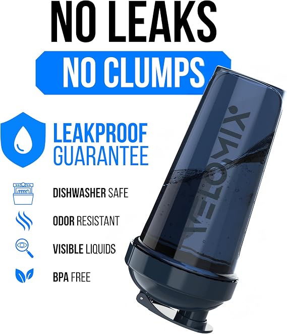 VELOMIX 4 Pack 28oz Shaker Cups for Protein Shakes, Aqua Depths | 4x Wire Whisk, Leak Proof Protein Shaker Bottle for Protein Mixes, Stackable, Dishwasher Safe, Gym Ready, Measurement Marks