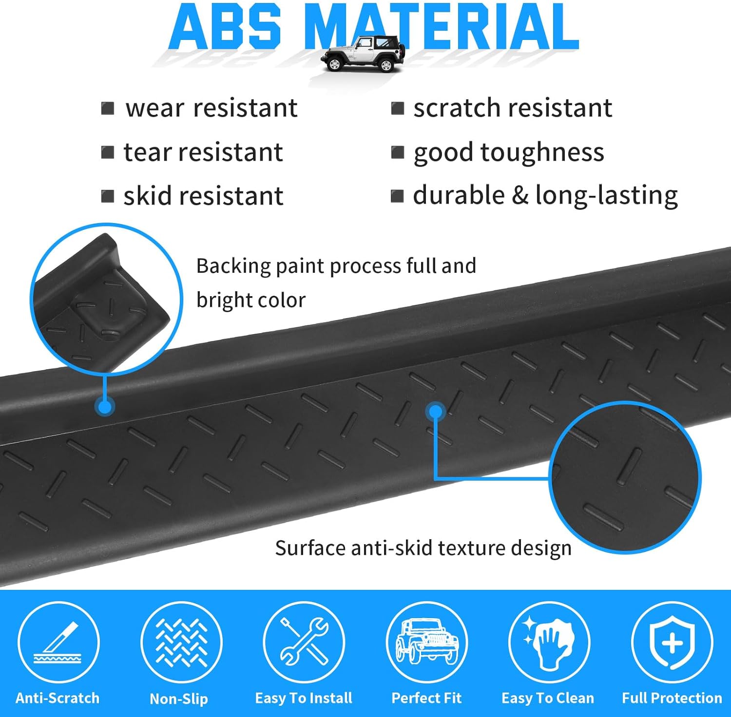 Door Sill Guards Kit Door Entry Guards Protector Wrangler JK Unlimited JKU 2 Door 2007-2018 Front & Rear JK Door Entry Edge Threshold Protection Decor