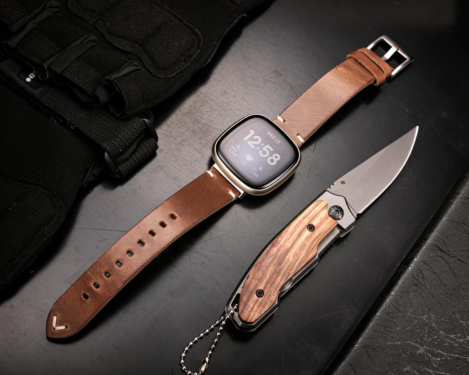 Genuine Horween Leather Watch Band Compatible with Fitbit Versa 3 / Versa 4 / Fitbit Sense 1 / Sense 2 for Men And Woman.