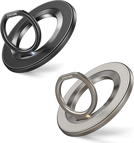 Miniatura 32 de SYNCWIRE Soporte magnético para anillo de teléfono para MagSafe - Soporte de agarre para teléfono con destellos con rotación de 360° y anillo para