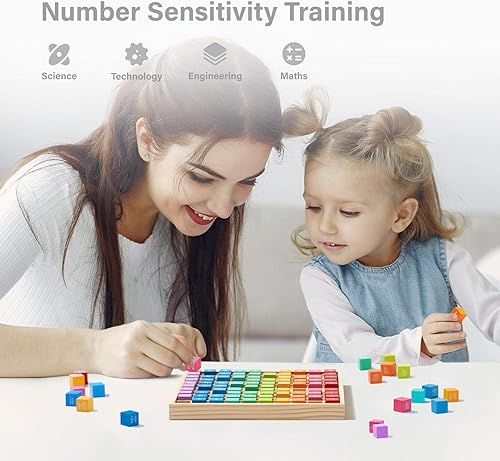Miniatura 4 de ROBUD Juego de mesa de multiplicación y matemáticas de madera, juguetes de aprendizaje de manipuladores de matemáticas Montessori para niños, a