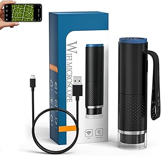 Wireless Digital Microscope, 50X-1000X Magnification Handheld Pocket Microscope Camera with 8 Adjustable LED, Rechargeable Bluetooth Microscope with iOS Android Phone, MacBook, Windows PC