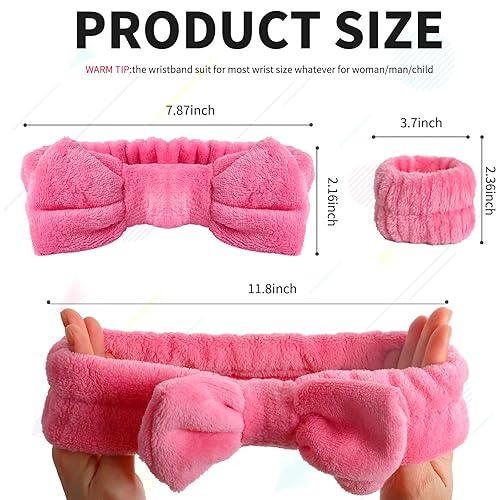 Miniatura 2 de WSYUB Diadema y pulseras de spa para maquillaje y lavado facial, 1 juego, rojo sandía