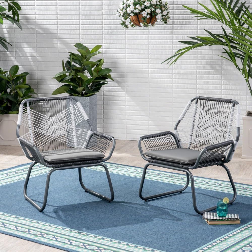 Clue Chair Front Porch Furniture Set Oversized Patio Chair with Cushion Modern Rattan Conversation Set