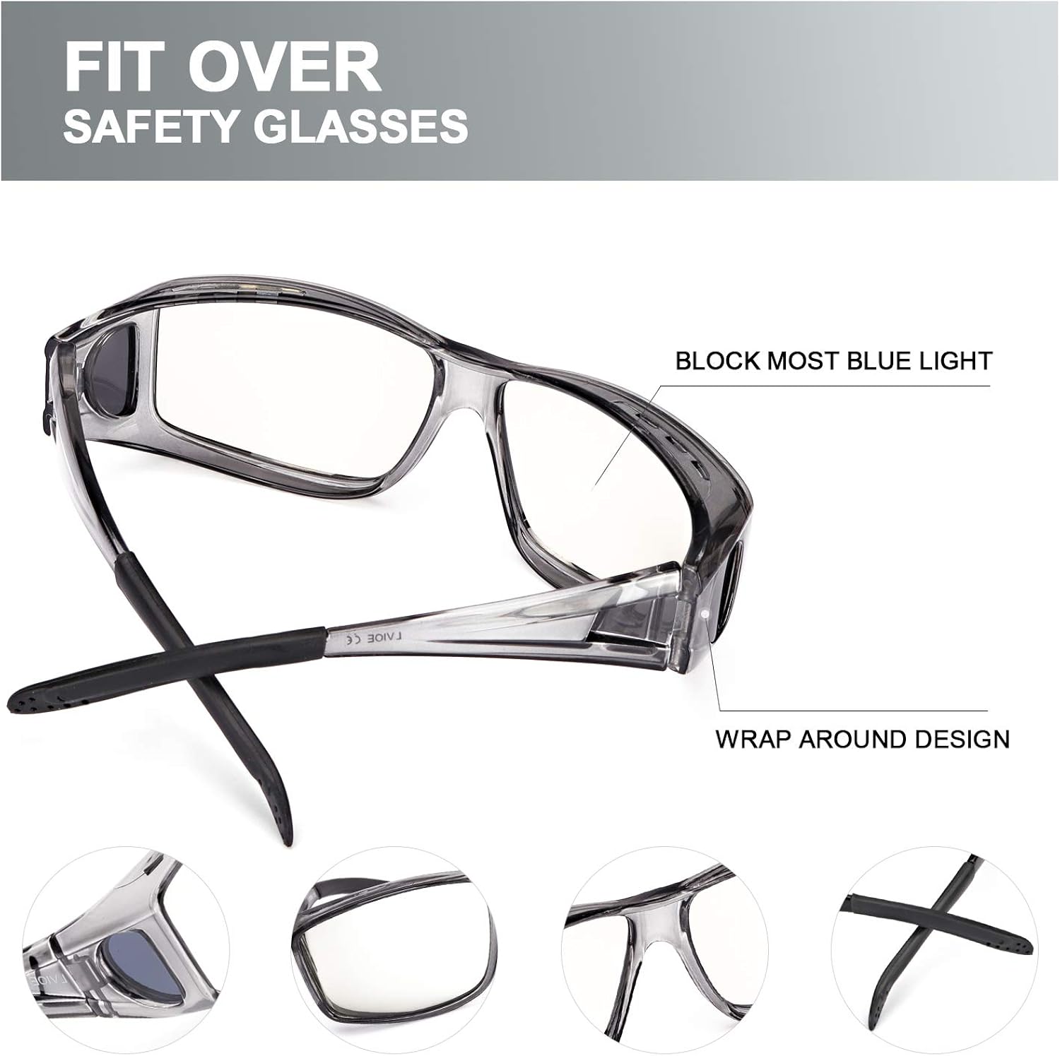 Flаѕh Dеаlѕ - 70% оƒƒ LVIOE Fit Over Blue Light Blocking Glasses and Computer Eyewear- Wear Over Prescription Glasses/ Reading Glasses/ RX Glasses