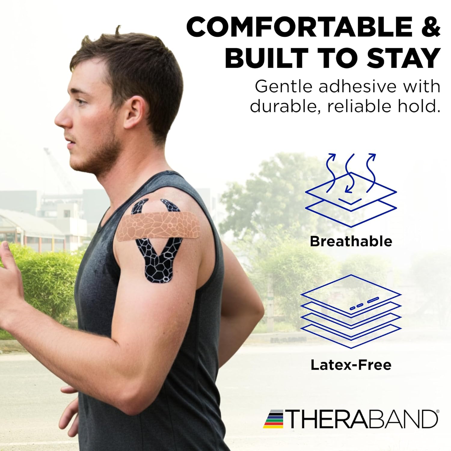 THERABAND Kinesiology Tape, Beige/Beige, 2'' X 16.4' Roll 6 Pack, with XactStretch Indicators, Long-Lasting Athletic Tape for Shoulder & Knee, Latex-Free Sports Tape, Water Resistant, Cut-to-Length
