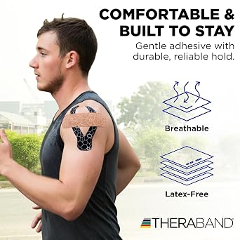 THERABAND Kinesiology Tape, Beige/Beige, 2'' X 16.4' Roll 6 Pack, with XactStretch Indicators, Long-Lasting Athletic Tape for Shoulder & Knee, Latex-Free Sports Tape, Water Resistant, Cut-to-Length