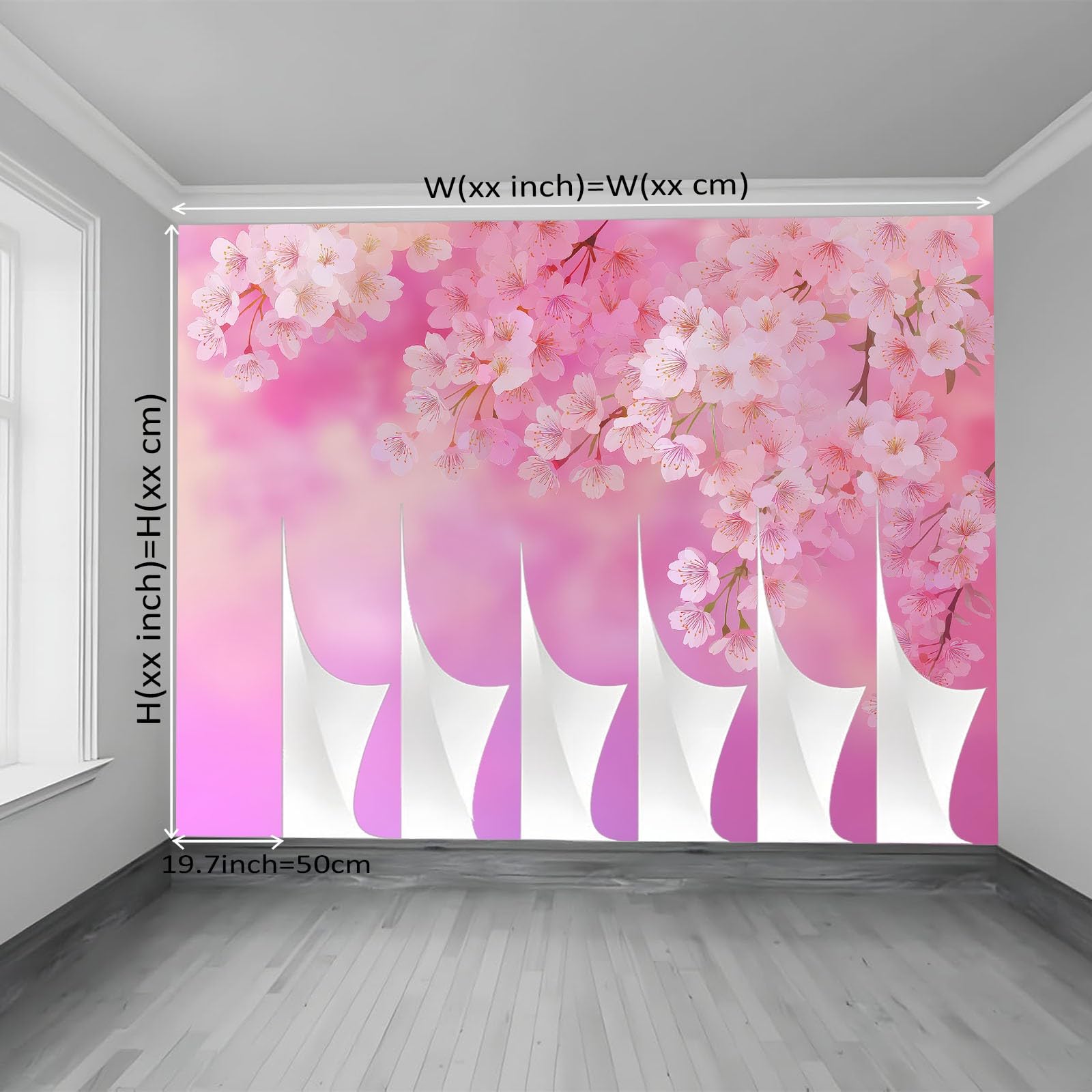 Tapety 300 x 210 cm Fototapety Świeże skupiska kwiatów, płaczące gałęzie fotomuralna włóknina, do salonu sypialni nowoczesne tapety ścienne gigantyczne tło czerwone