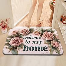 Svaxen Floral Door Mat for Main Door Home Entrance Non Slip Soft Welcome Doormat Indoor Outdoor Entryway Porch Balcony Decorative Welcome Floor Doormat for Entryway Bedroom Hallway Home Decor