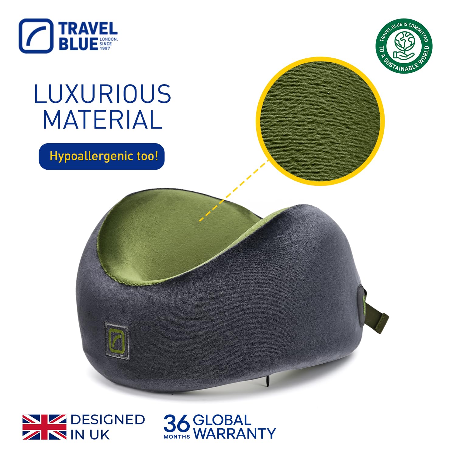 Travel Blue Infinity - Cuscino cervicale ergonomico in memory foam con supporto a 360°, per un sonno indisturbato, materiale lussuoso e ipoallergenico