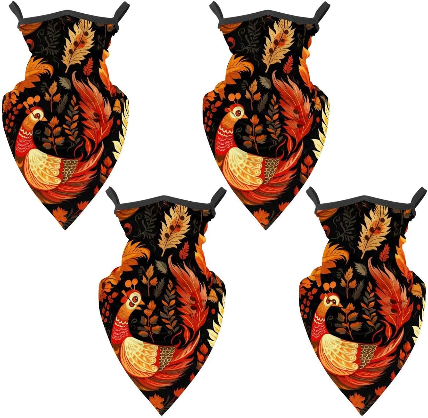 4 Pack Thanksgiving Turkey Neck Gaiter Face Scarf Cover Sun Protection Balaclava Cloth Bandanas with Ear Loops