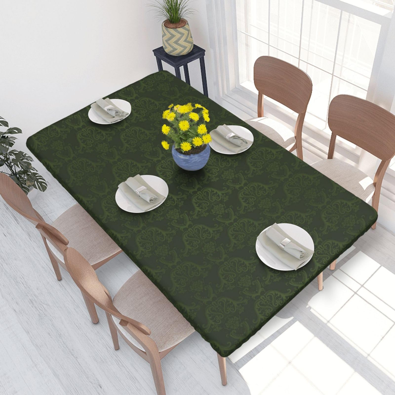 WKSGDSG Fitted Tablecloth For Dining Room 4ft, Elastic Edged Table Cover