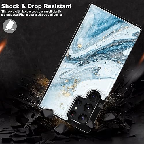 Miniatura 5 de LETO Funda para Galaxy S22 Ultra, funda de piel tipo cartera con diseño de moda para niñas y mujeres, ranuras para tarjetas, funda protectora para