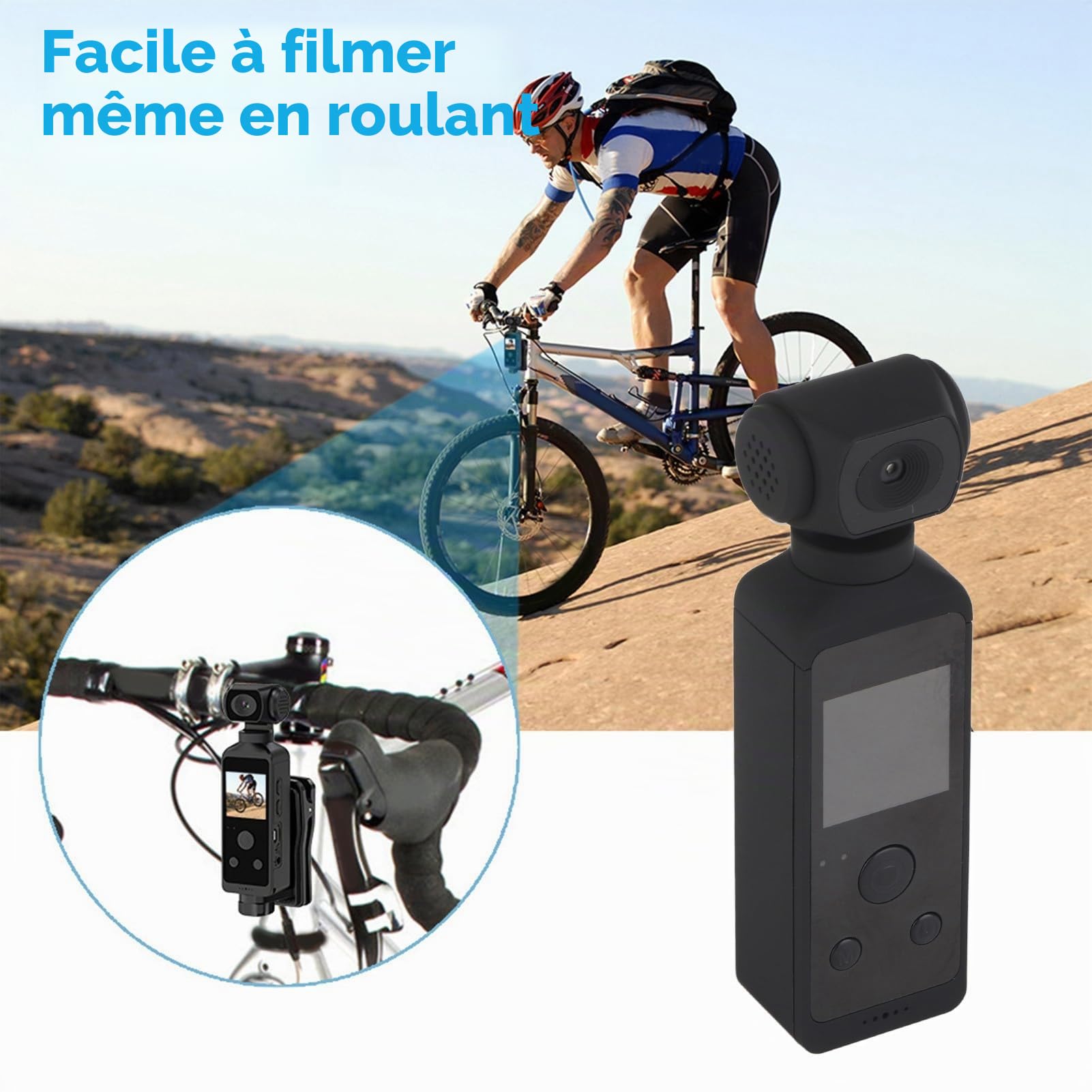 Caméra d'action Portable, Caméra de Poche WiFi 1080P Rotative 30M étanche, avec Clip Micro, écran 1,3 Pouces, pour Filmer Voyage Vlog Vidéo équitation Plongée