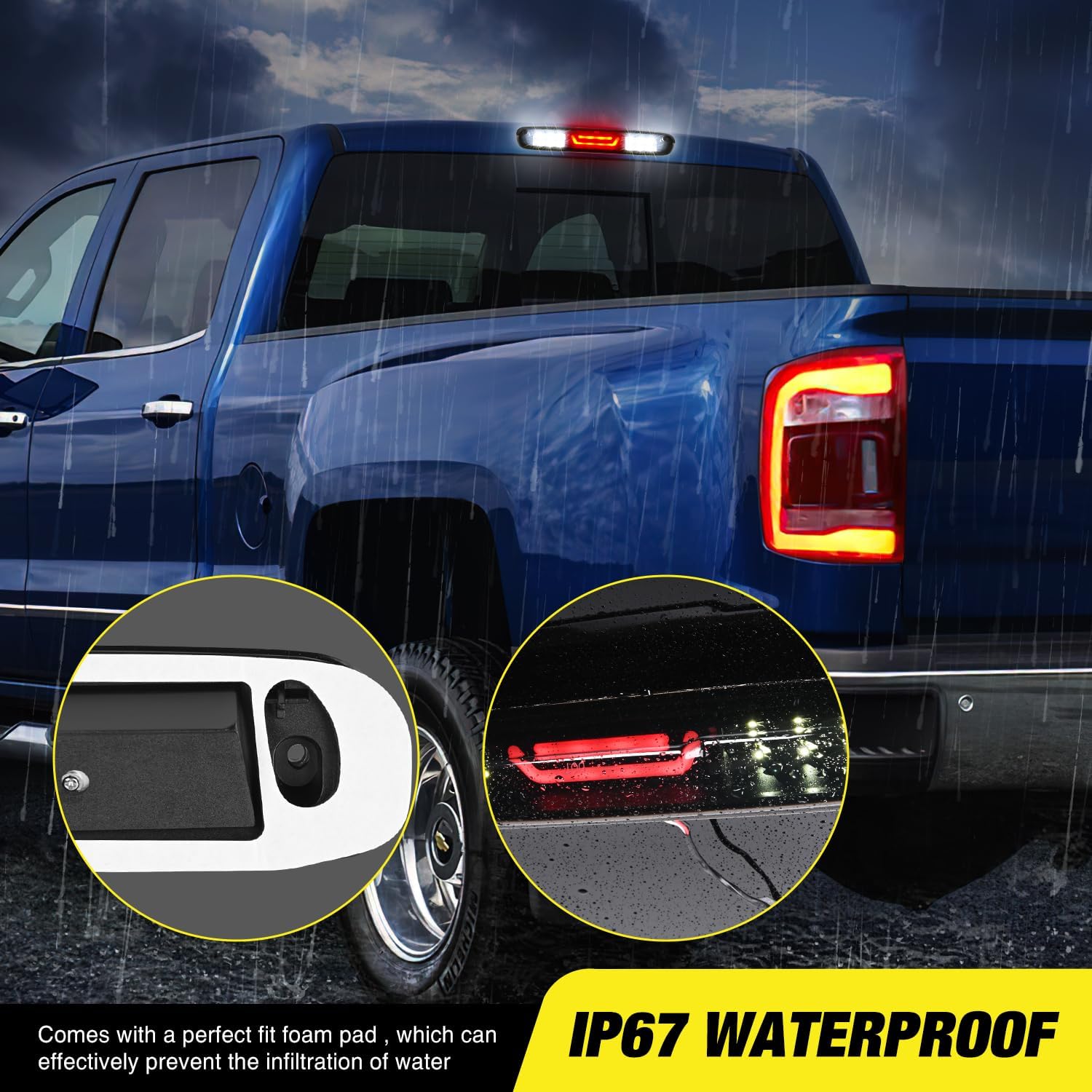 Nilight Third Brake Light High Mount 3rd Stop Reverse Cargo LED Lighting for Chevy Silverado GMC Sierra 1500 2500 3500HD 2007-2013 Pickup Truck Rear Cab Center Tail Lights